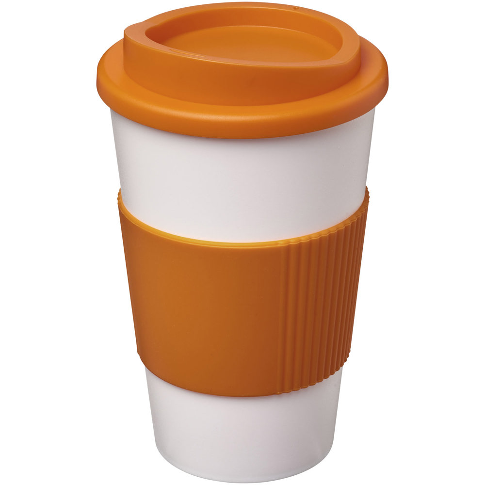 Americano® 350 ml insulated tumbler with grip - Orange, White