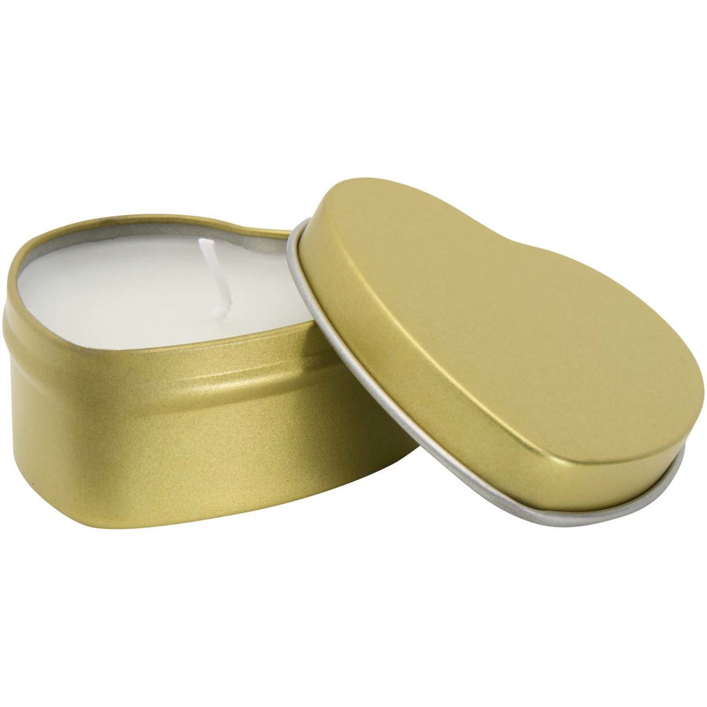 Blissful heart-shaped tin candle with vanilla aroma - Rosegold