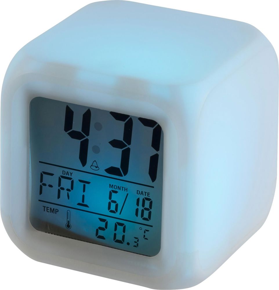 Alarm clock Leona | Plastic | Color-changing | Cube