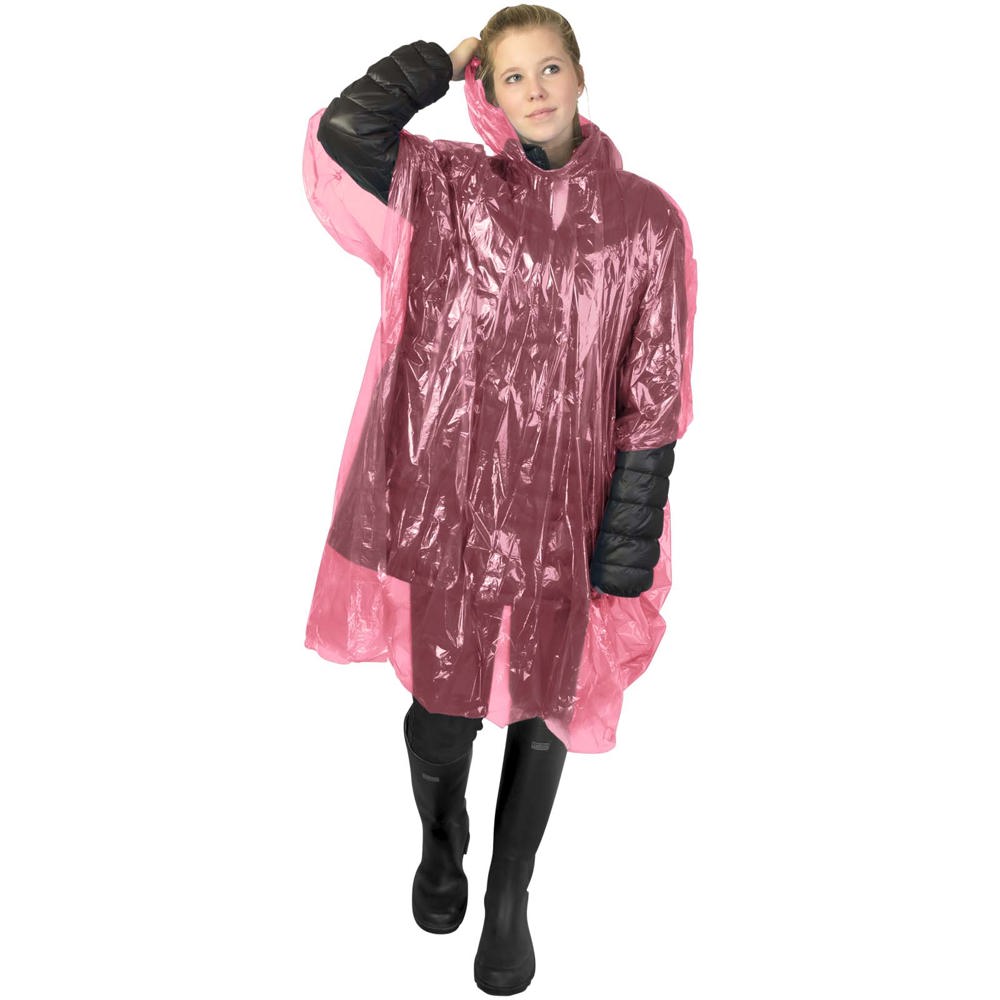 Ziva disposable rain poncho with storage pouch