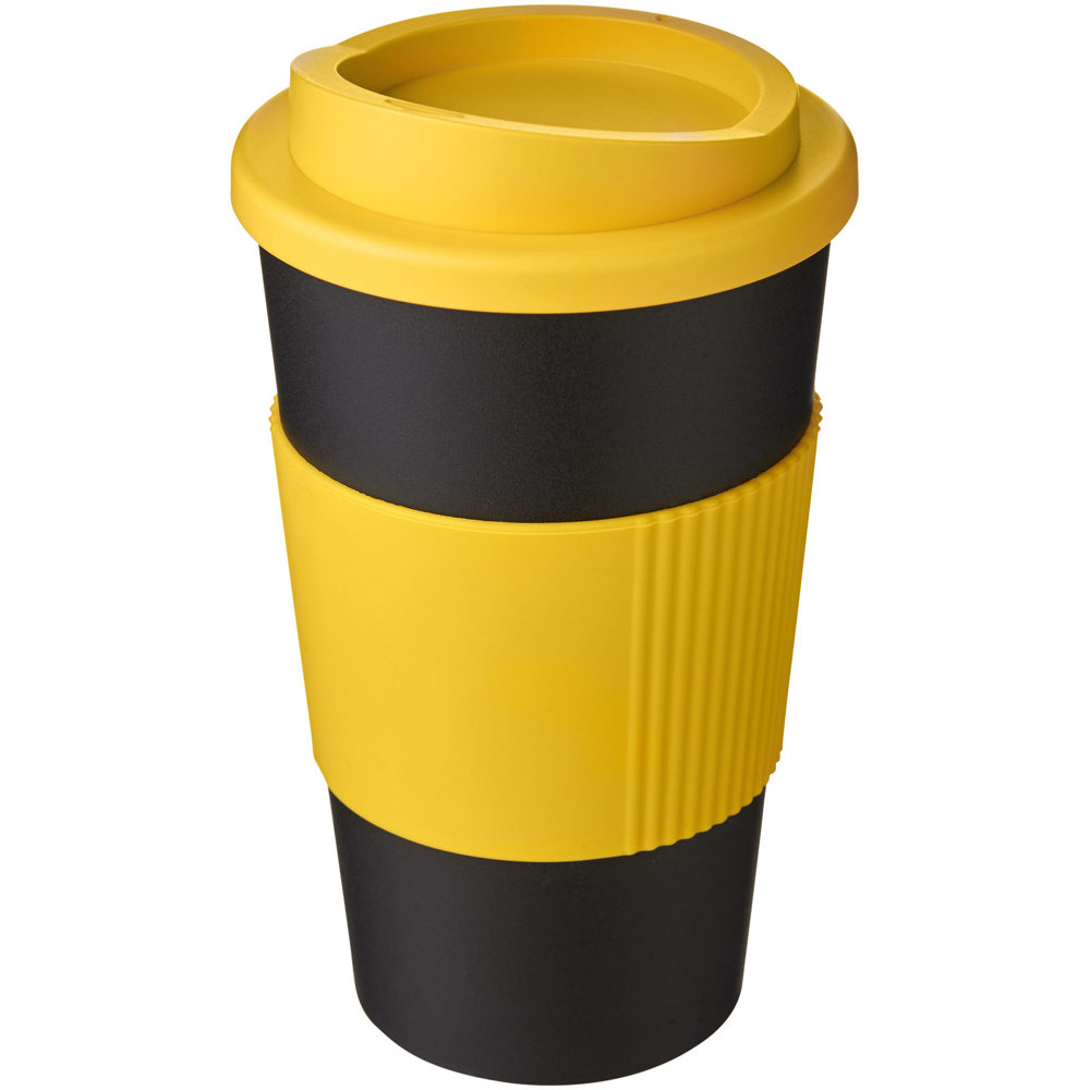 Americano® 350 ml insulated tumbler with grip - Black, Yellow
