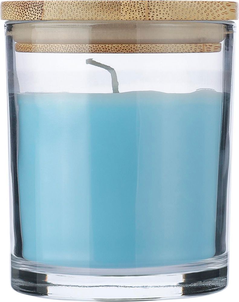 Candle Riven | Glass with bamboo lid - Light Blue