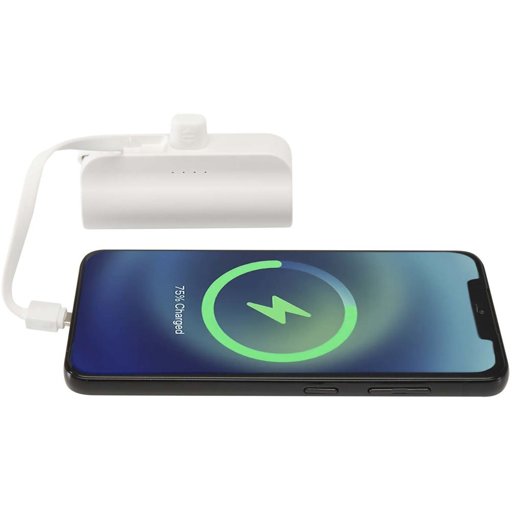 Alnair 5000 mAh 10W recycled plastic Type-C power bank with built-in flip stand and 2-in-1 cable