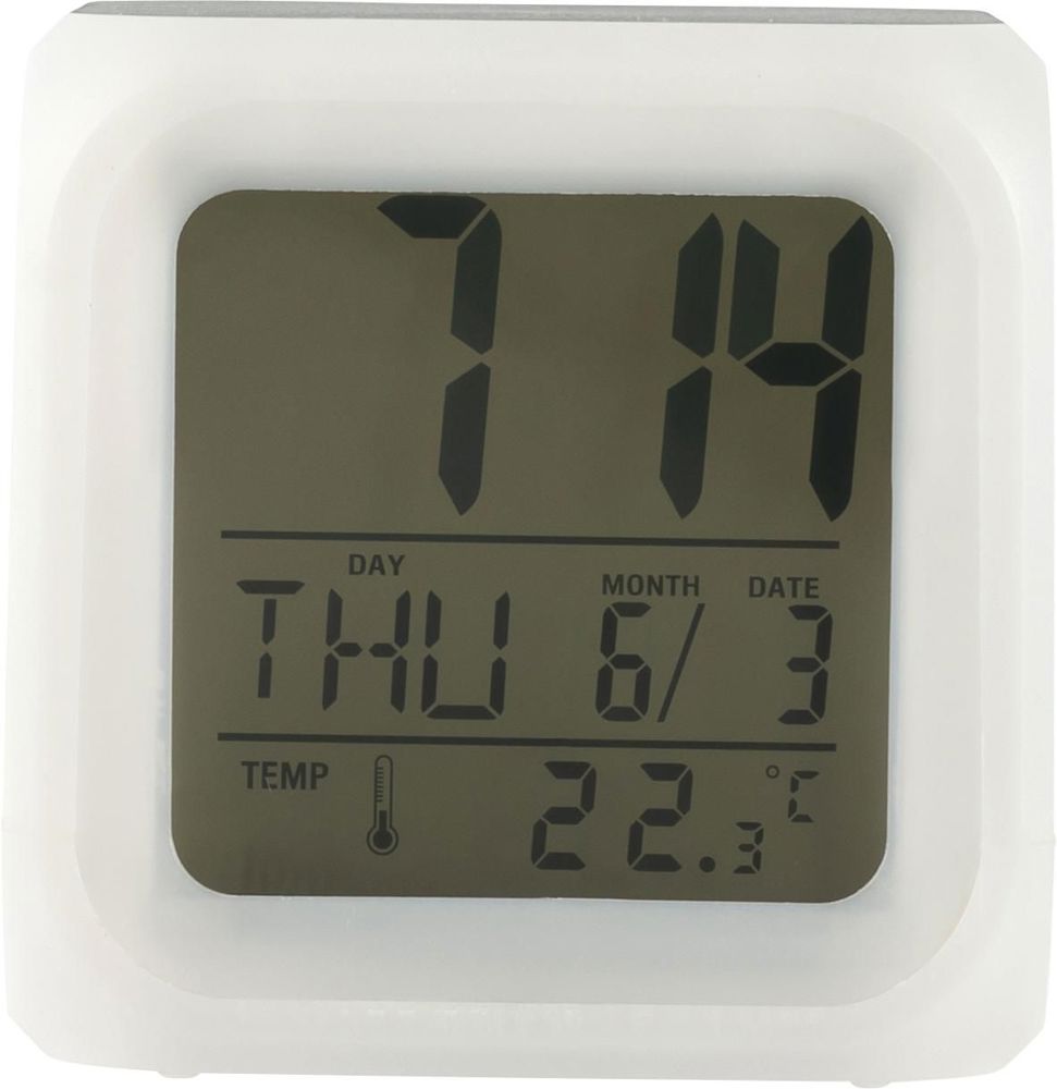Alarm clock Leona | Plastic | Color-changing | Cube