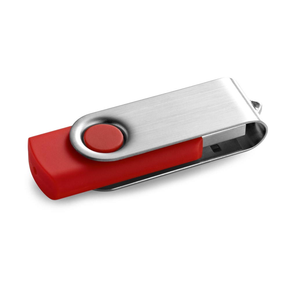 CLAUDIUS 16GB. Μονάδα flash USB 16 GB με μεταλλικό κλιπ - Κόκκινο