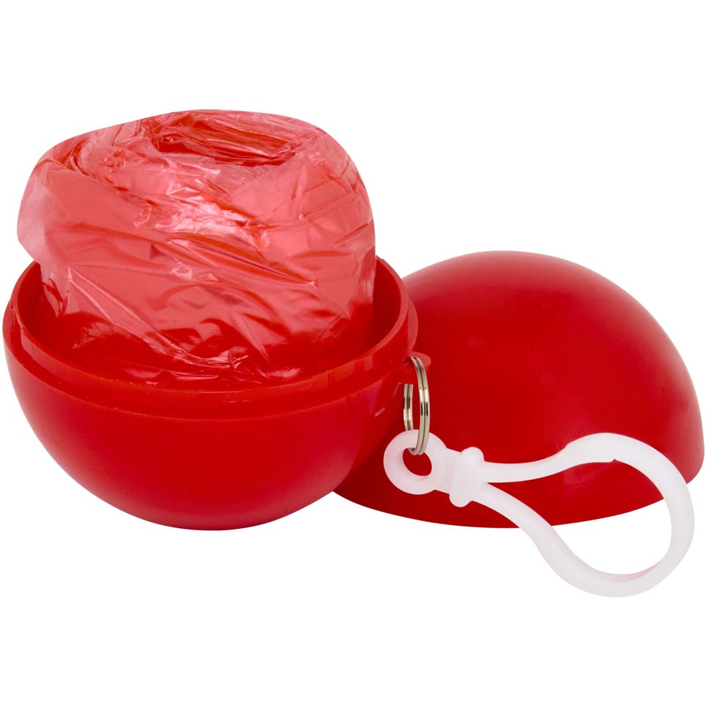 Fog poncho in round plastic container with carabiner - Red