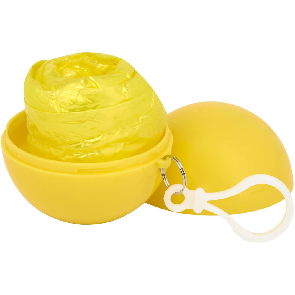 Fog poncho in round plastic container with carabiner - Yellow